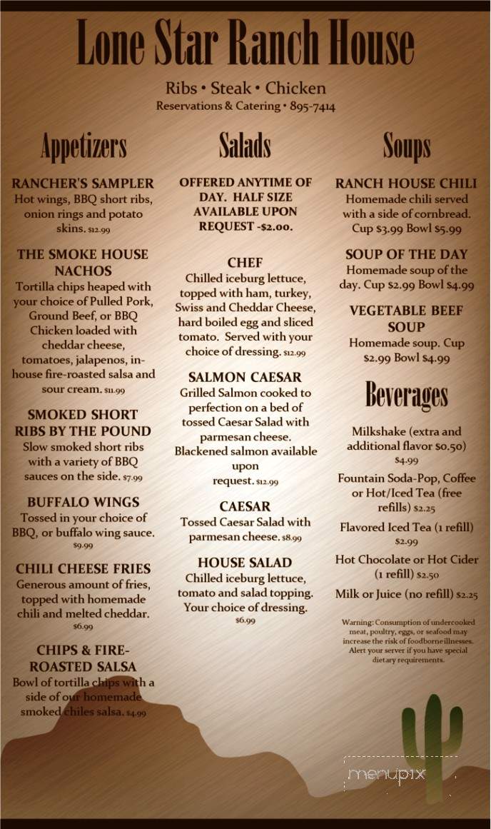 Lone Star Ranch House - Yakima, WA menu_pic