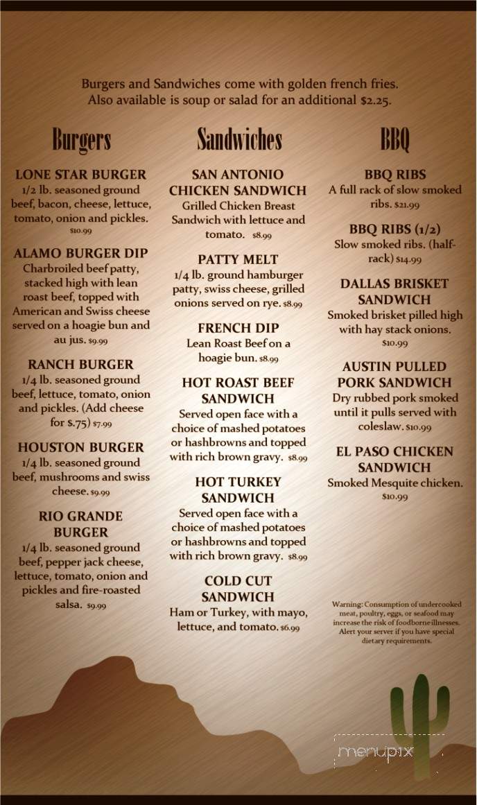 Lone Star Ranch House - Yakima, WA menu_pic