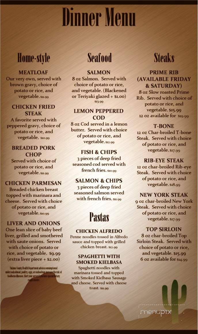 Lone Star Ranch House - Yakima, WA menu_pic