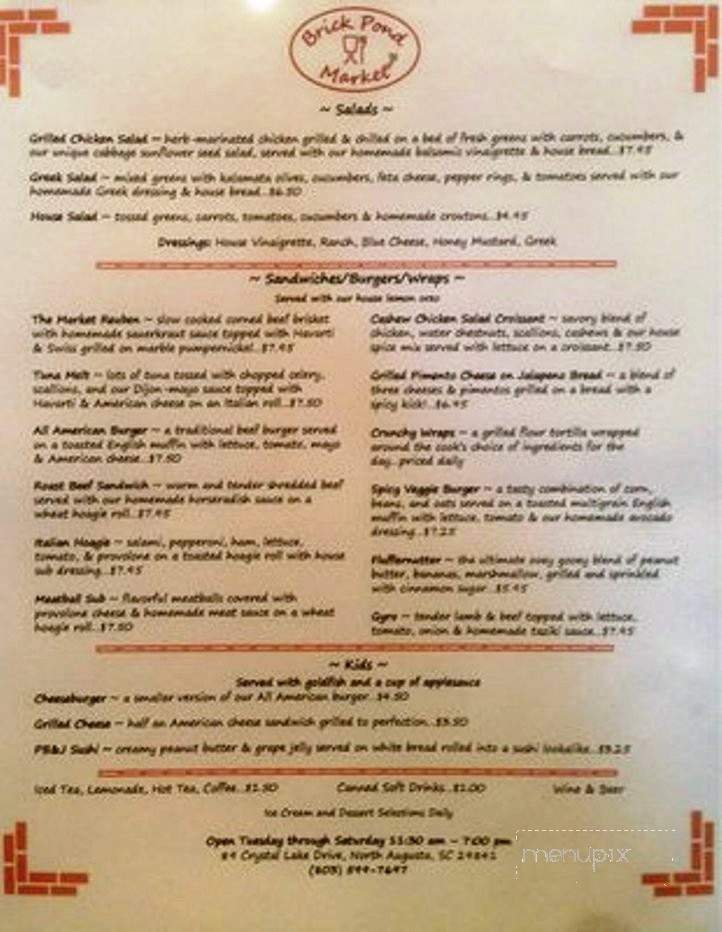 Brick Pond Market - North Augusta, SC menu_pic