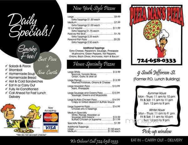 Pizza Man's Pizza - New Castle, PA menu_pic