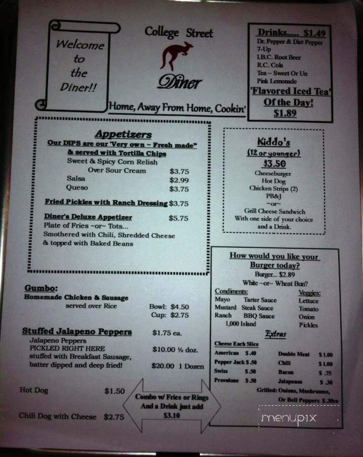 College Street Grill - Sherman, TX menu_pic