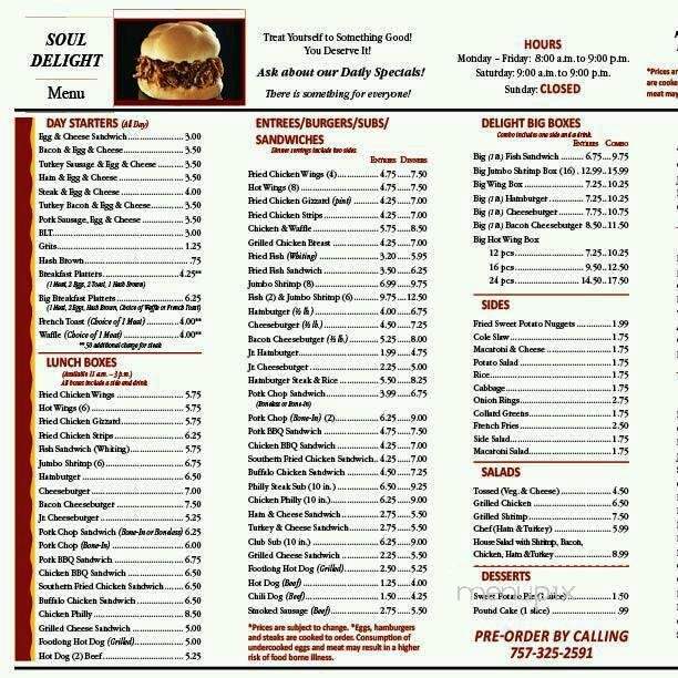 Soul Delight Carry out - Hampton, VA menu_pic