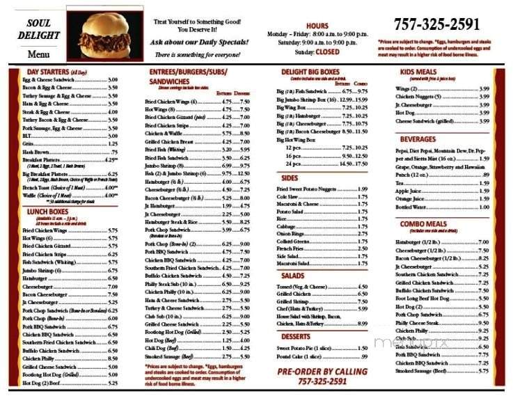 Soul Delight Carry out - Hampton, VA menu_pic