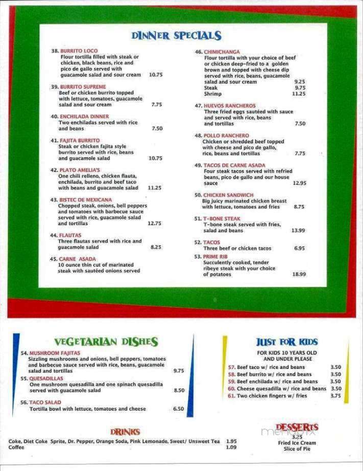 Amelia's Restaurant - Fresh Mexican Grill - Theodore, AL menu_pic