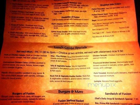 Fusion Cafe - Juneau, AK menu_pic