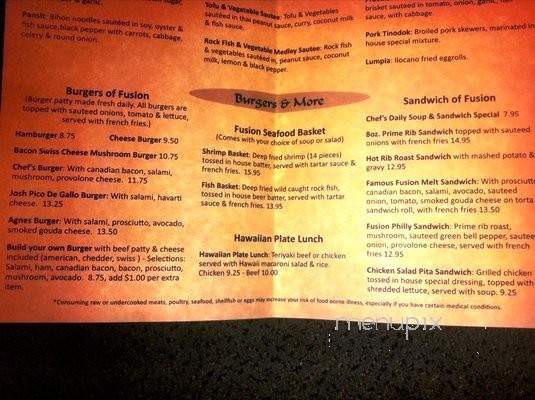 Fusion Cafe - Juneau, AK menu_pic