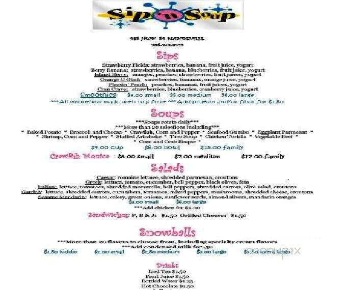Sip N' Soup - Mandeville, LA menu_pic