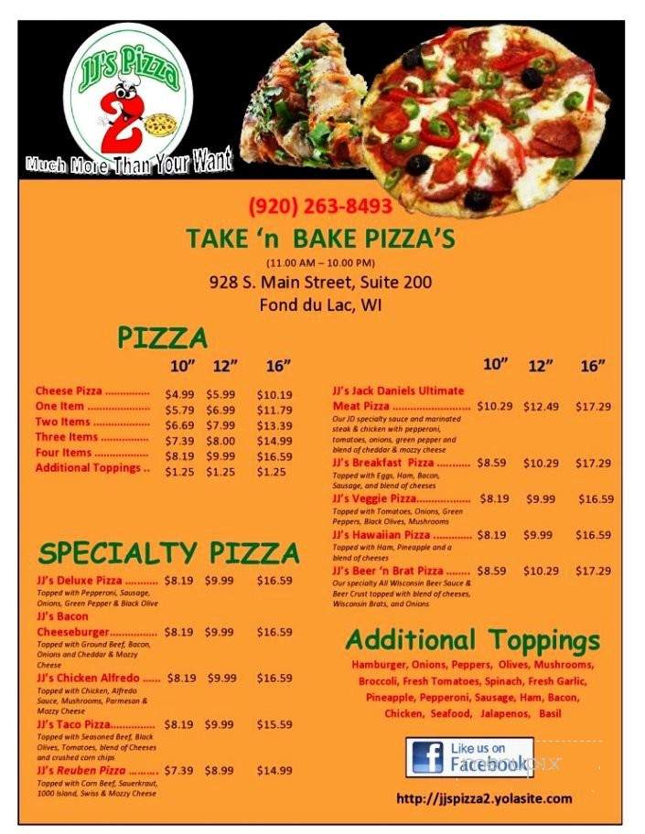 J J's Pizza Two - Fond Du Lac, WI menu_pic