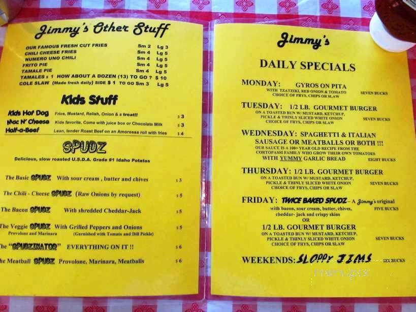 Jimmy's Hot Dog Company - Bisbee, AZ menu_pic