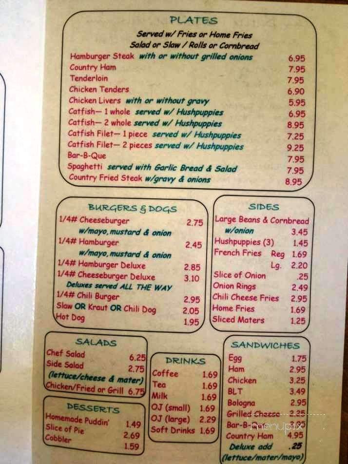 Nanny's Country Cafe - Owens Cross Roads, AL menu_pic