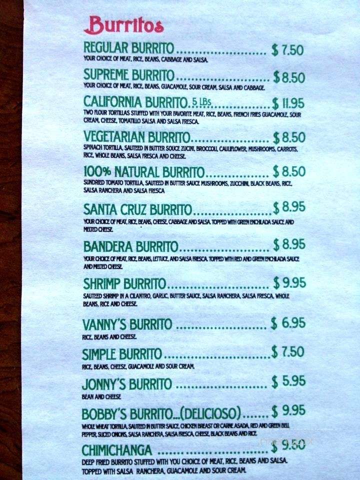 Salsa's Taco Bar - Scotts Valley, CA menu_pic