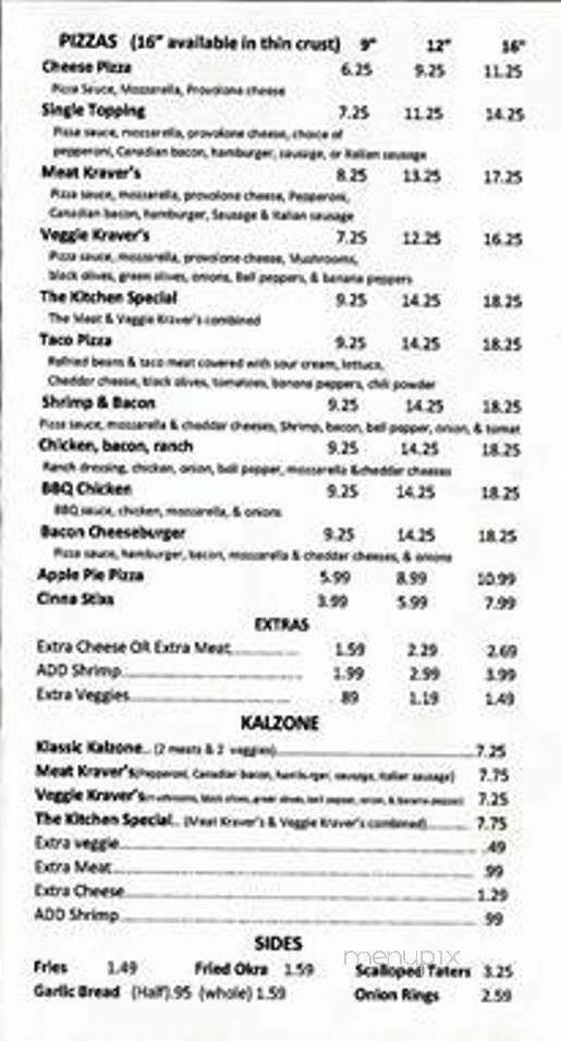 Kevins Cafe and Pizza - Clinton, LA menu_pic