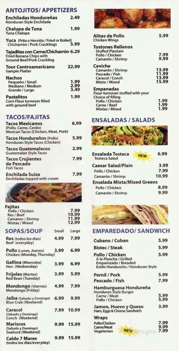 La Costa Honduran & Latin Food Restaurant - Pembroke Pines, FL menu_pic