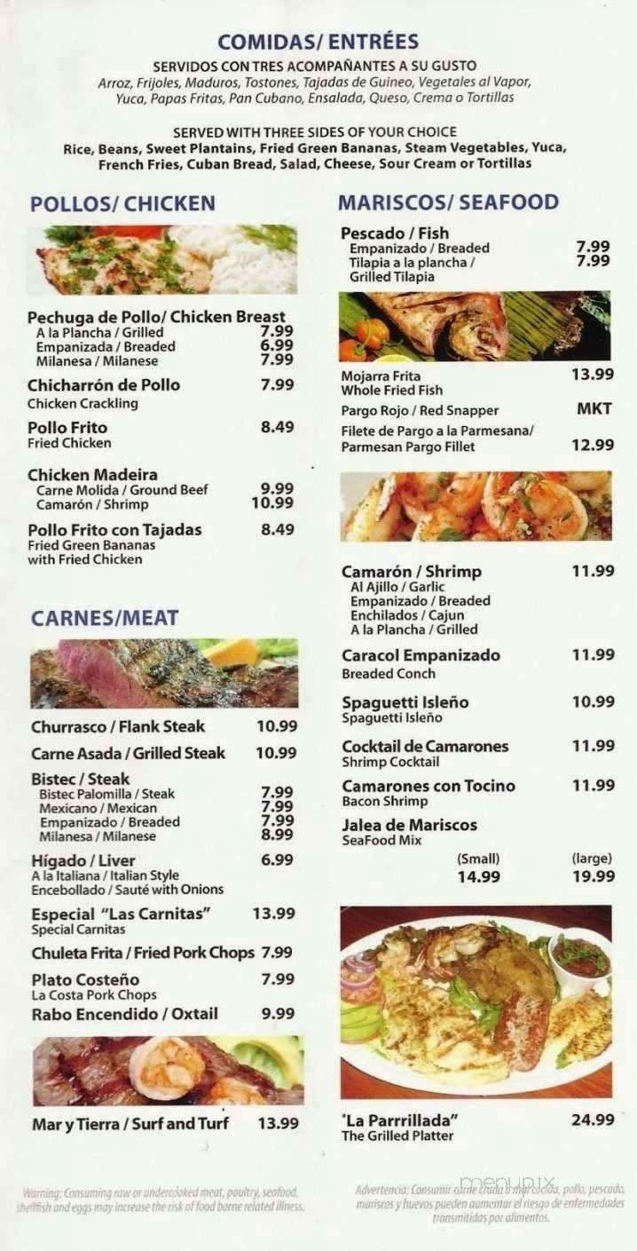 La Costa Honduran & Latin Food Restaurant - Pembroke Pines, FL menu_pic