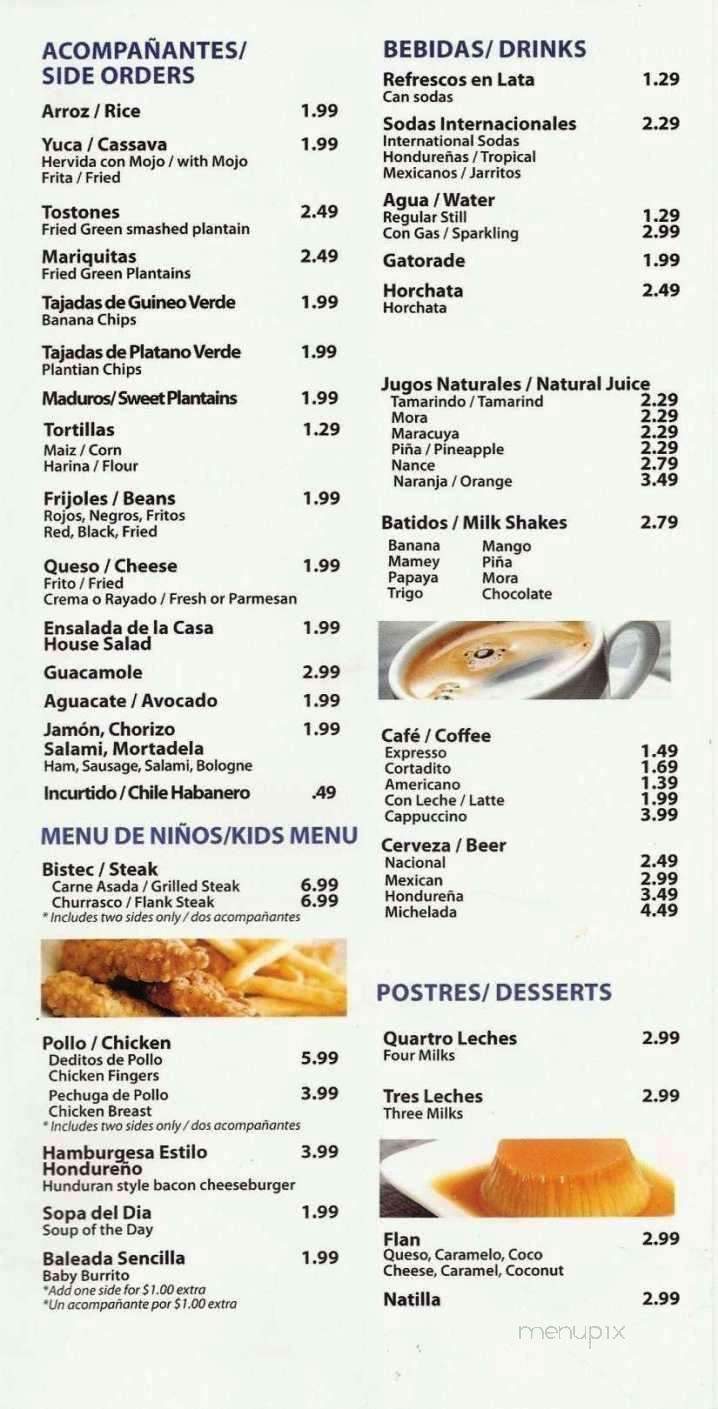 La Costa Honduran & Latin Food Restaurant - Pembroke Pines, FL menu_pic
