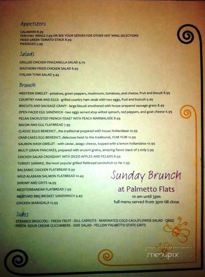 Palmetto Flats Restaurant and Tavern - Summerville, SC menu_pic