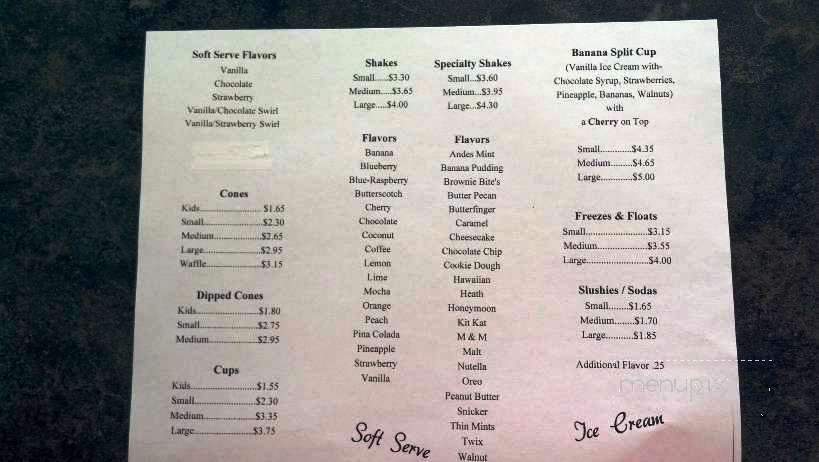 Menu Of Dreamette In Jacksonville Fl 32217