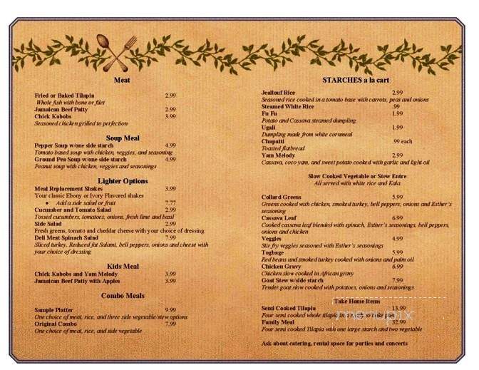 Esther's African Cuisine - Overland Park, KS menu_pic
