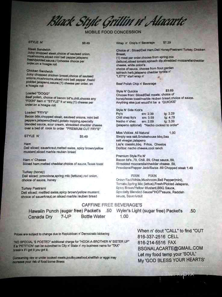 Black Style Grillin' - Jackson, MO menu_pic