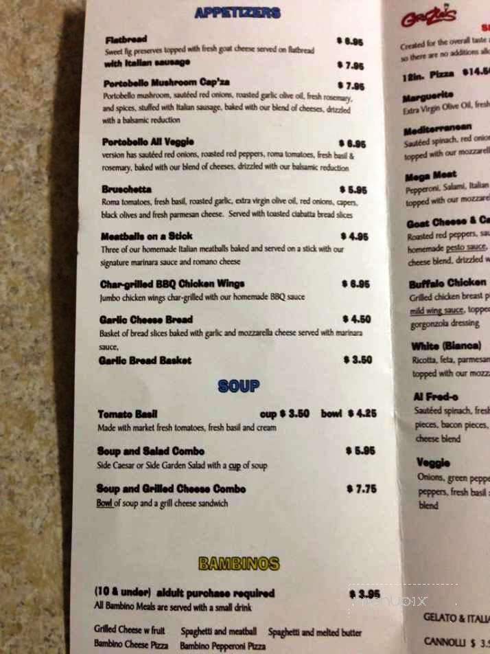 Grazie's Artisan Pizzeria - Tallahassee, FL menu_pic