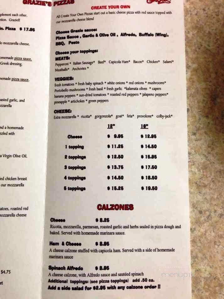 Grazie's Artisan Pizzeria - Tallahassee, FL menu_pic