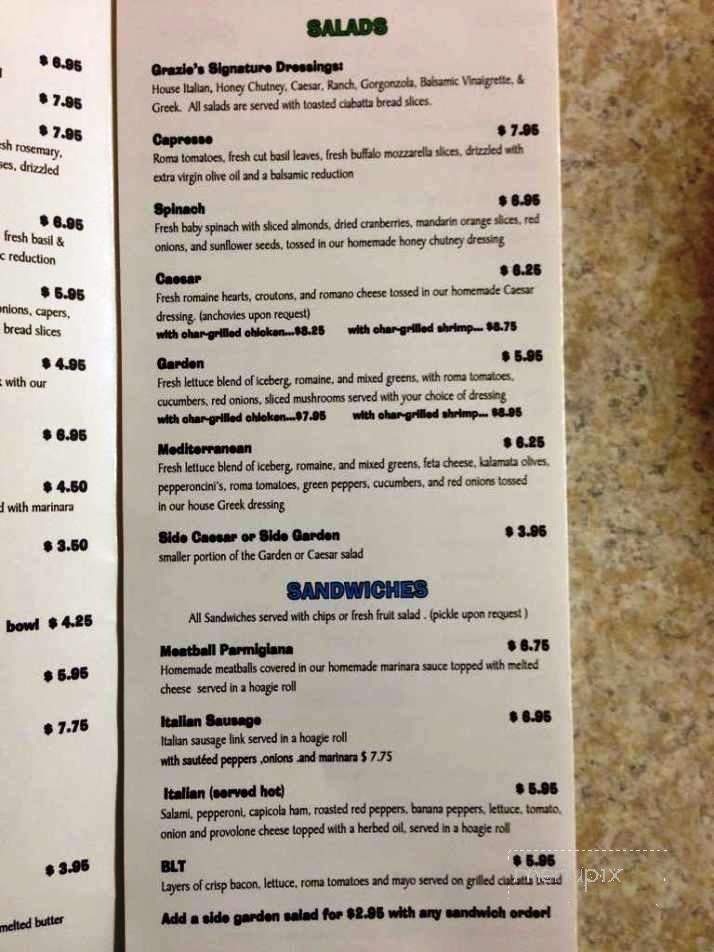 Grazie's Artisan Pizzeria - Tallahassee, FL menu_pic