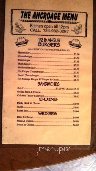 The Anchorage - Jamestown, PA menu_pic