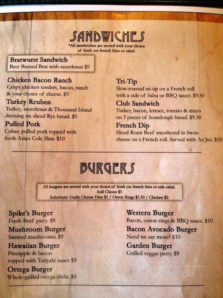 Spikes Pub - Houtzdale, PA menu_pic