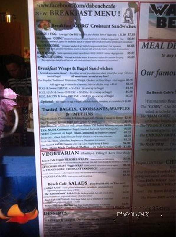 Waimanalo Beach Cafe Gallery - Waimanalo, HI menu_pic