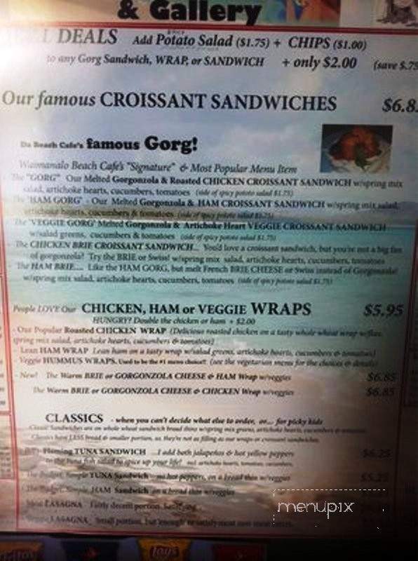 Waimanalo Beach Cafe Gallery - Waimanalo, HI menu_pic