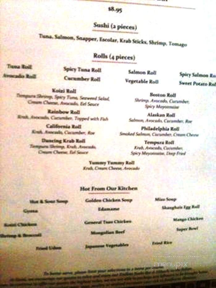 Koizi Endless Hibachi Sushi Eatery - Tampa, FL menu_pic