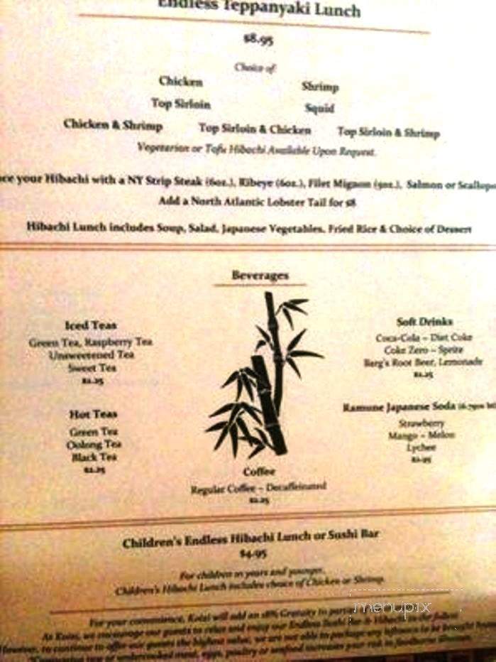 Koizi Endless Hibachi Sushi Eatery - Tampa, FL menu_pic
