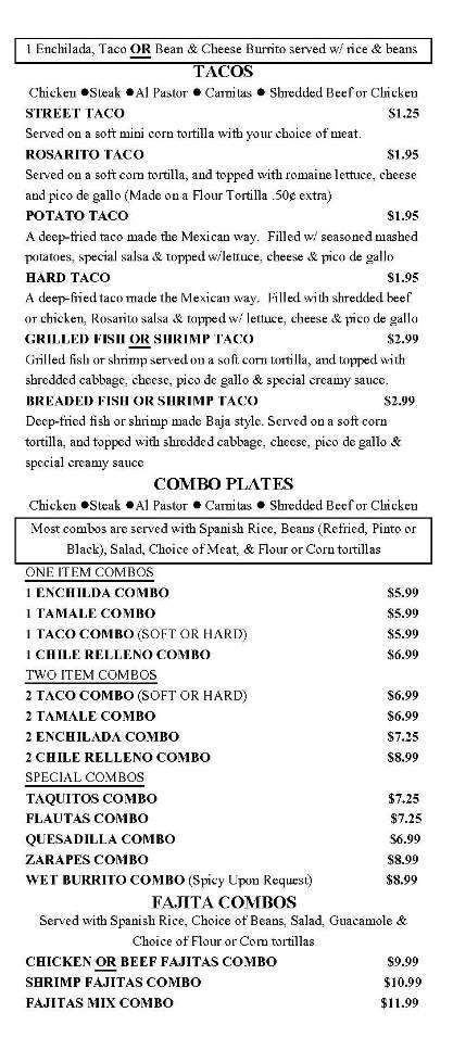 Rosarito Fresh Mexican Grill - Valencia, CA menu_pic