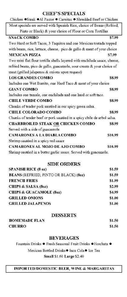 Rosarito Fresh Mexican Grill - Valencia, CA menu_pic