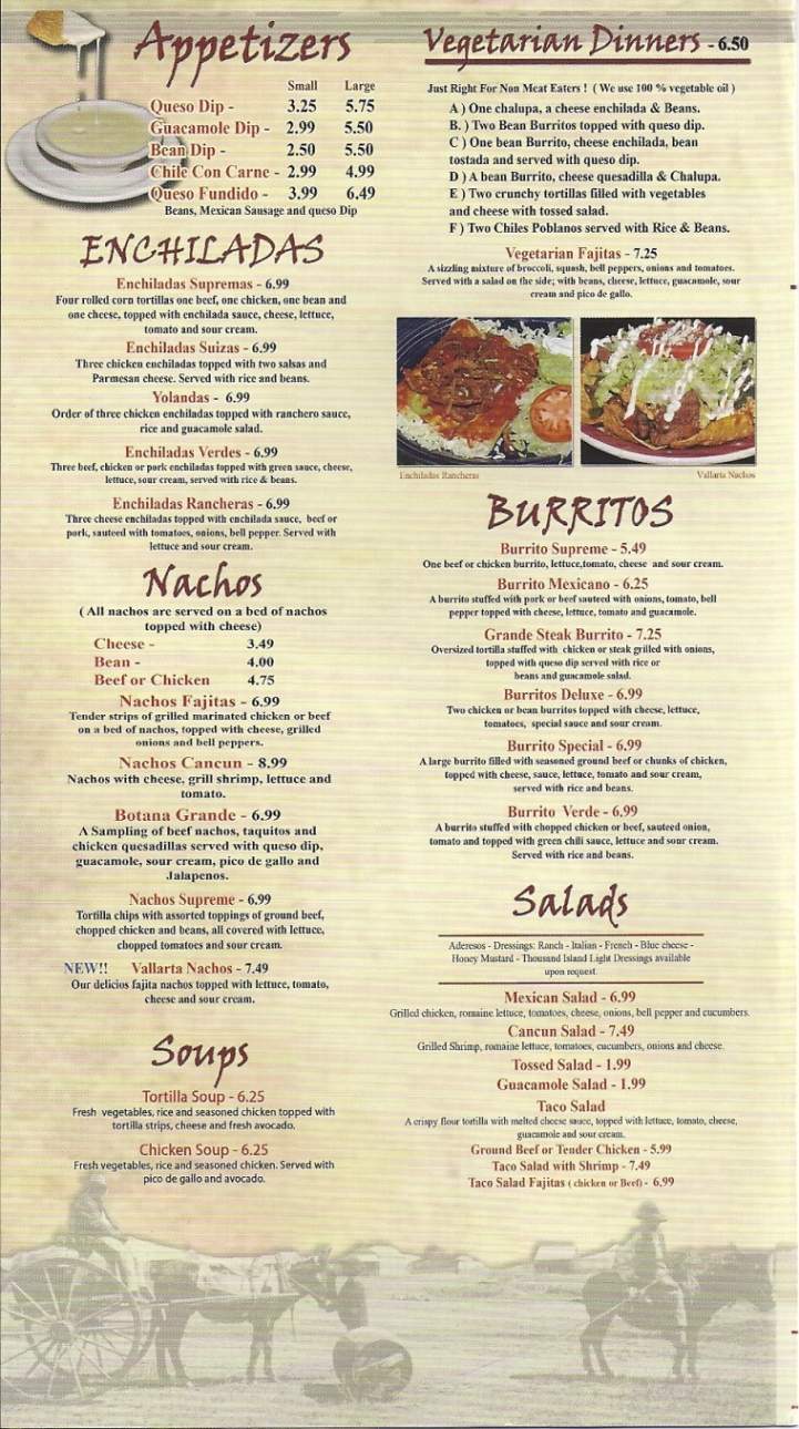 El Vallarta - Paris, TN menu_pic