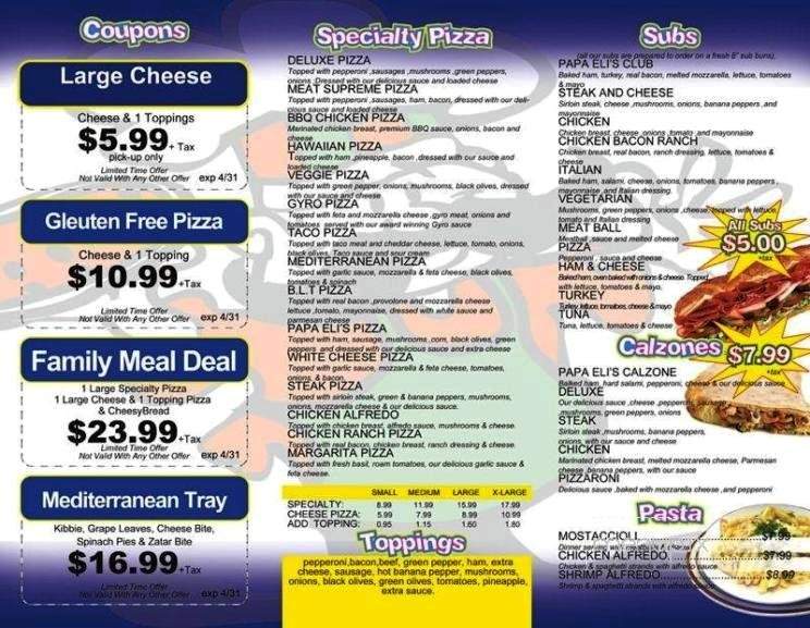 Papa Eli's - Lambertville, MI menu_pic