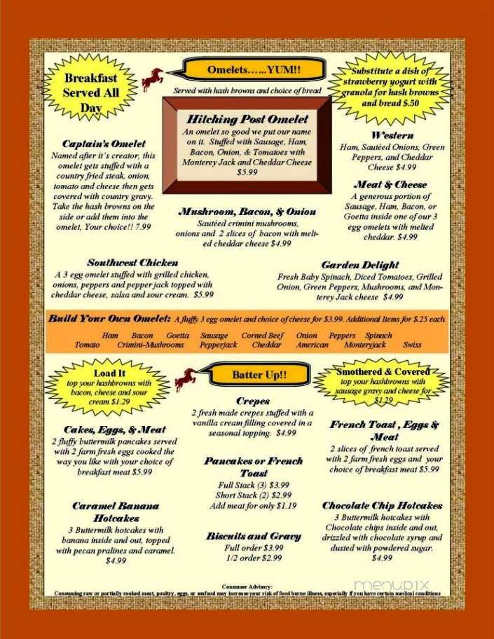 A&A Hitching Post - Mount Orab, OH menu_pic