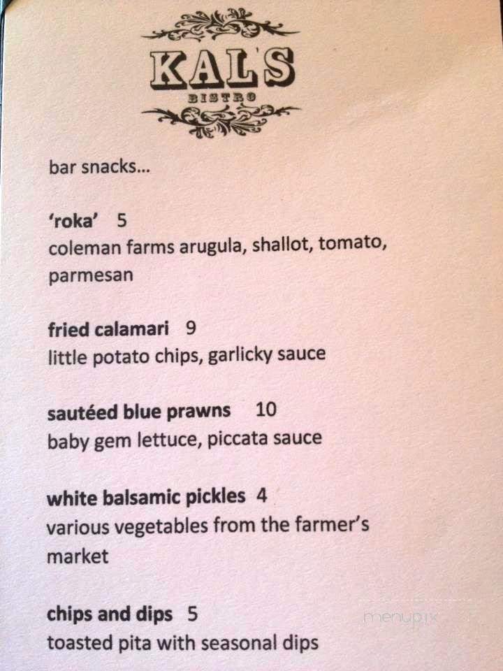 Kal's Mediterranean Bistro - Pasadena, CA menu_pic