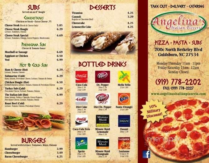 Angelina's Italian Pizzeria - Goldsboro, NC menu_pic