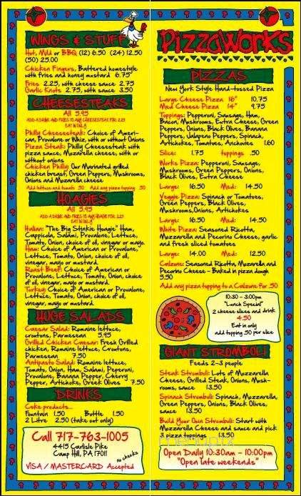 Pizzaworks - Camp Hill, PA menu_pic
