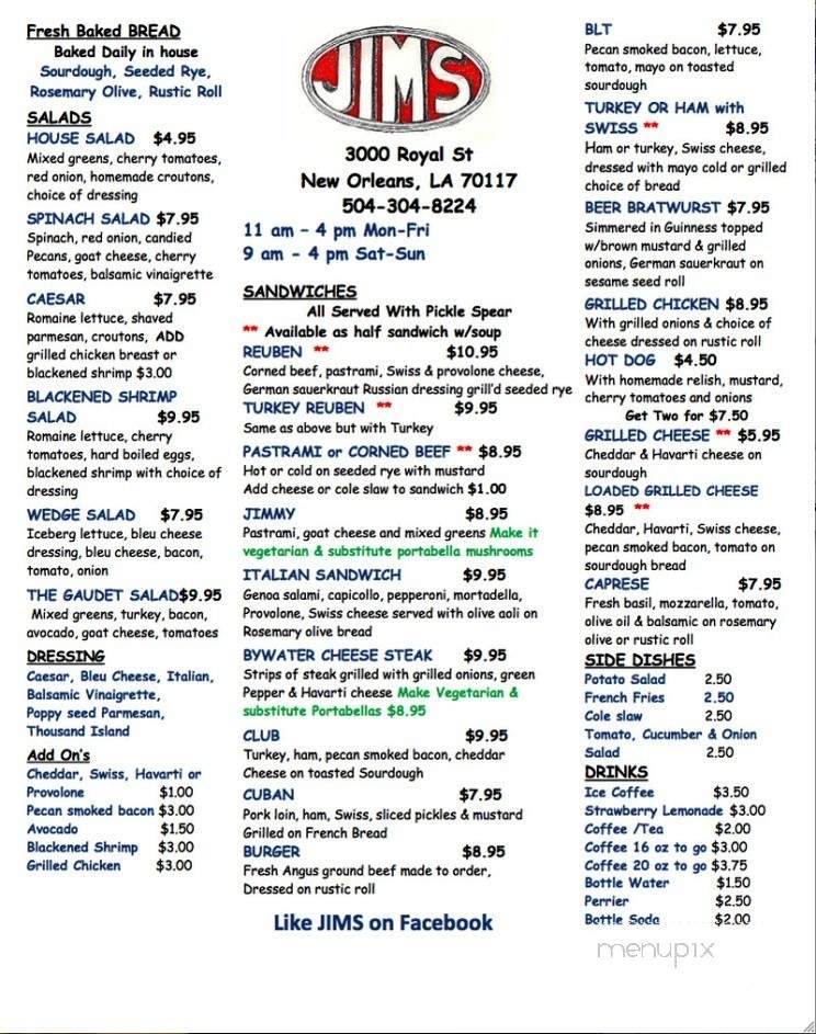 Jims - New Orleans, LA menu_pic
