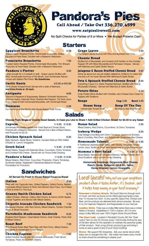 Pandora's Pies - Elon College, NC menu_pic