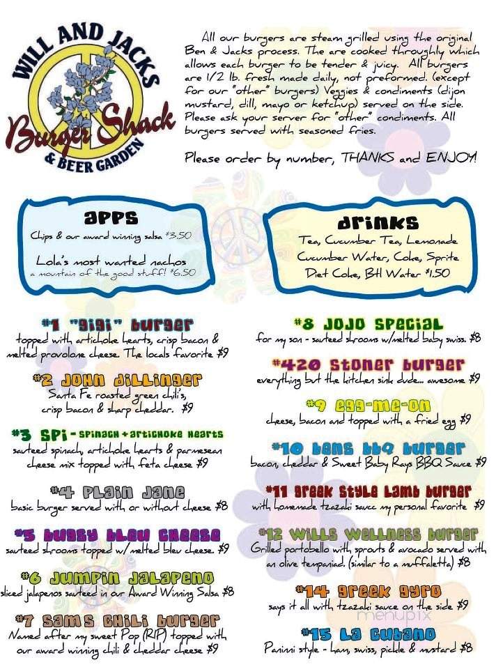 Will and jacks burger shack and beer garden - Port Isabel, TX menu_pic