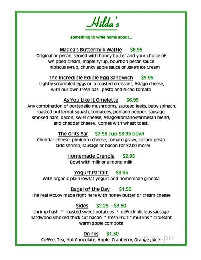 Hilda's - Atlanta, GA menu_pic