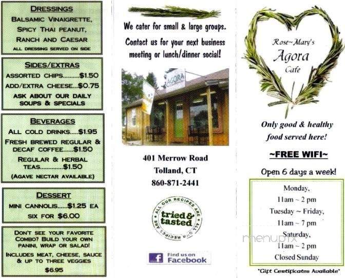 Agora - Tolland, CT menu_pic