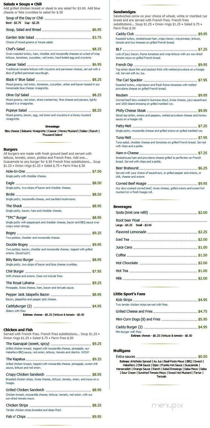 Caddyshack - Coeur D'Alene, ID menu_pic