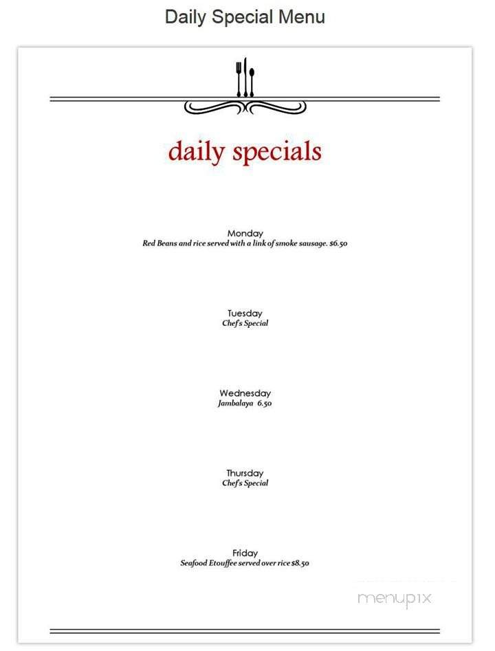 Dat Cajun Place Cafe - Panama City, FL menu_pic
