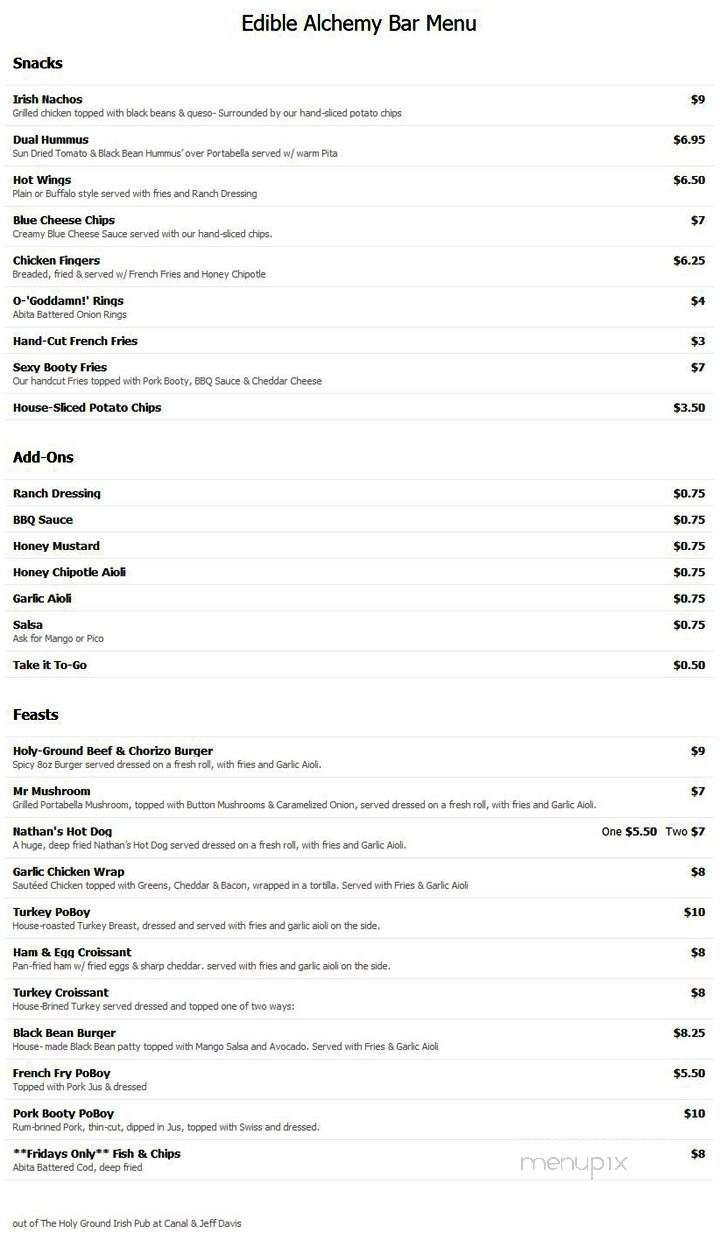 Edible Alchemy - New Orleans, LA menu_pic