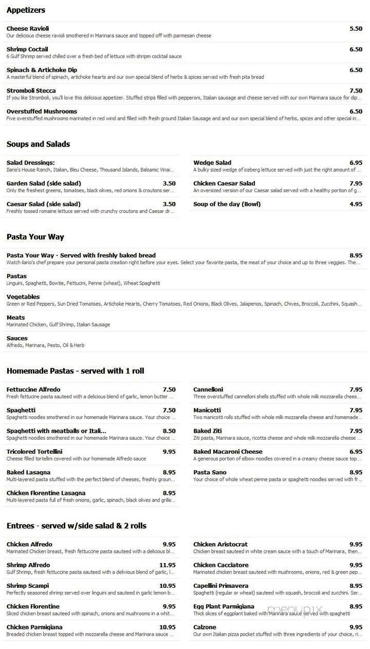 Ilario's Italian Cuisine - Kyle, TX menu_pic